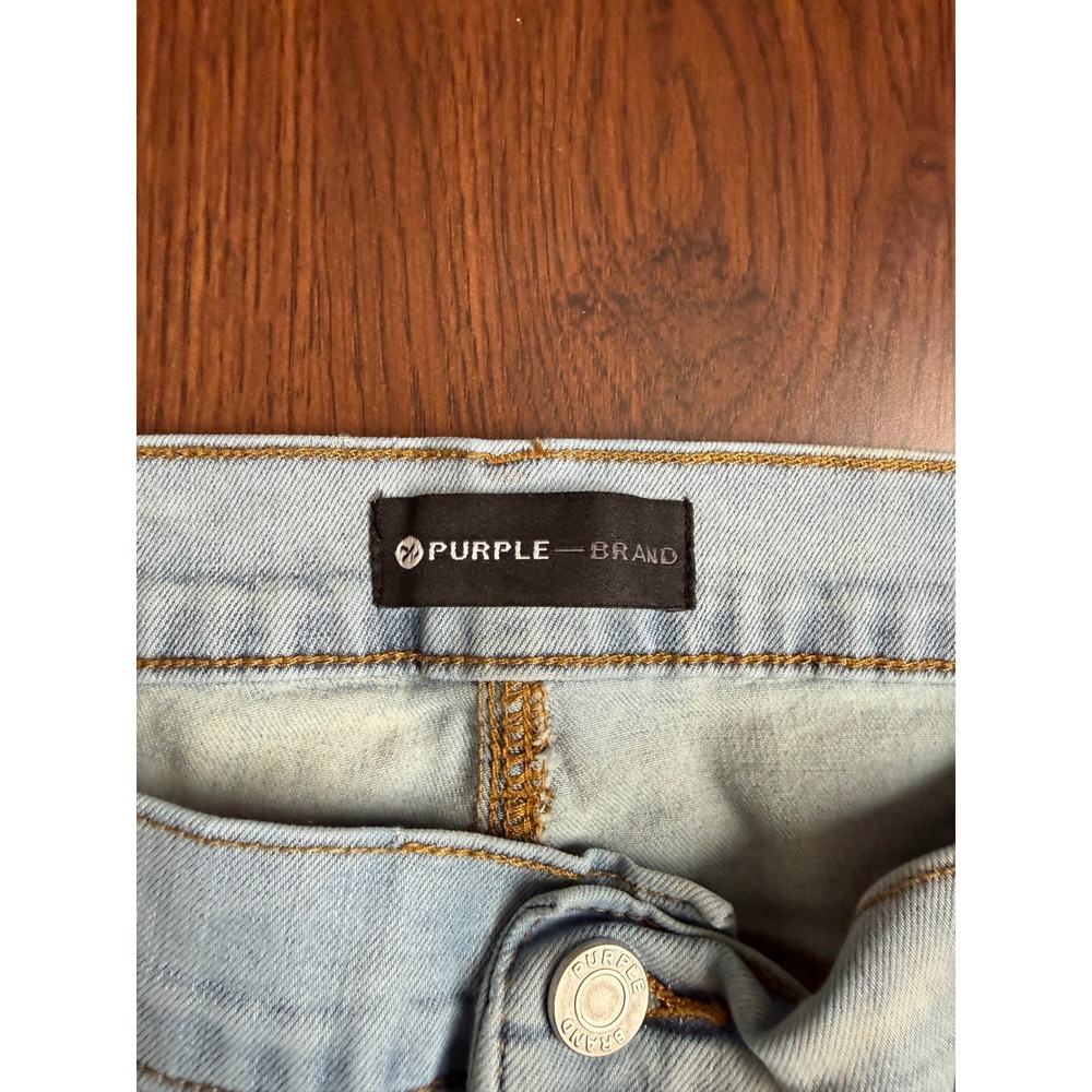 Purple Brand P001 Light Wash Logo Graphic Slim Fit Jeans Mens 38 Style‎ 202348 - Picture 3 of 8